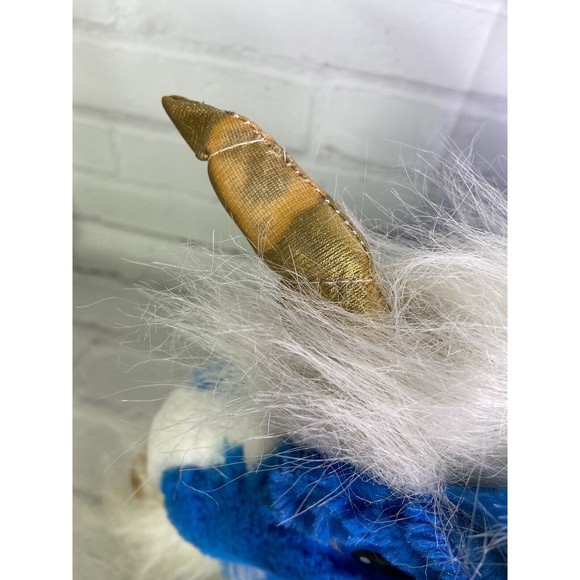 Rhode Island Novelty Toys Fluffy Buddy Blue Unicorn Laying Plush